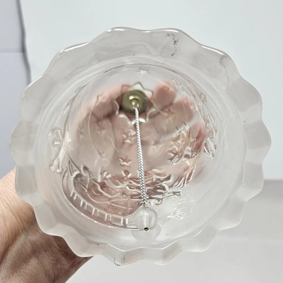 Vtg Mikasa Christmas Frosted Glass Holiday Bell Santa, Reindeer & Sled Gift - Picture 6 of 8